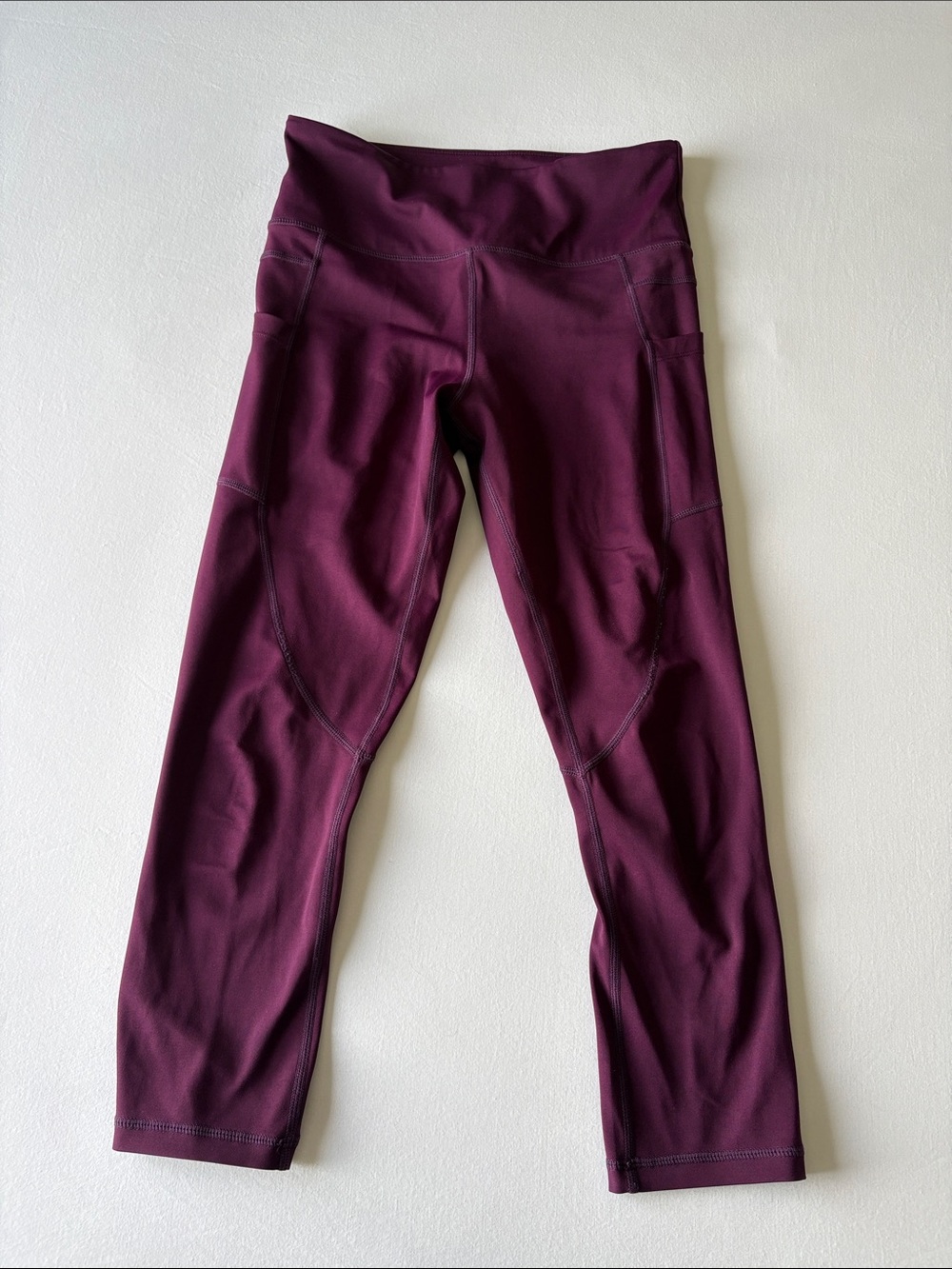 Maroon Cropped Active Leggings